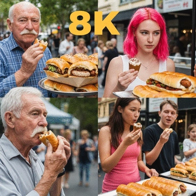 Melbourne street food scene with diverse people enjoying food, showing community and authenticity